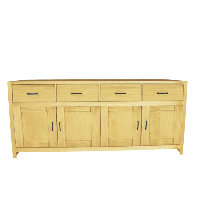 élément de cuisine bas 200 cm 4 Portes + 4 tiroirs MORZINE en Pin Massif Cuisine Morzine meublespin.fr - mobilier et de décoration de style montagne ou chalet- meubles en pin, mobilier en bois massif de qualité, canapés convertibles - https://meublespin.fr