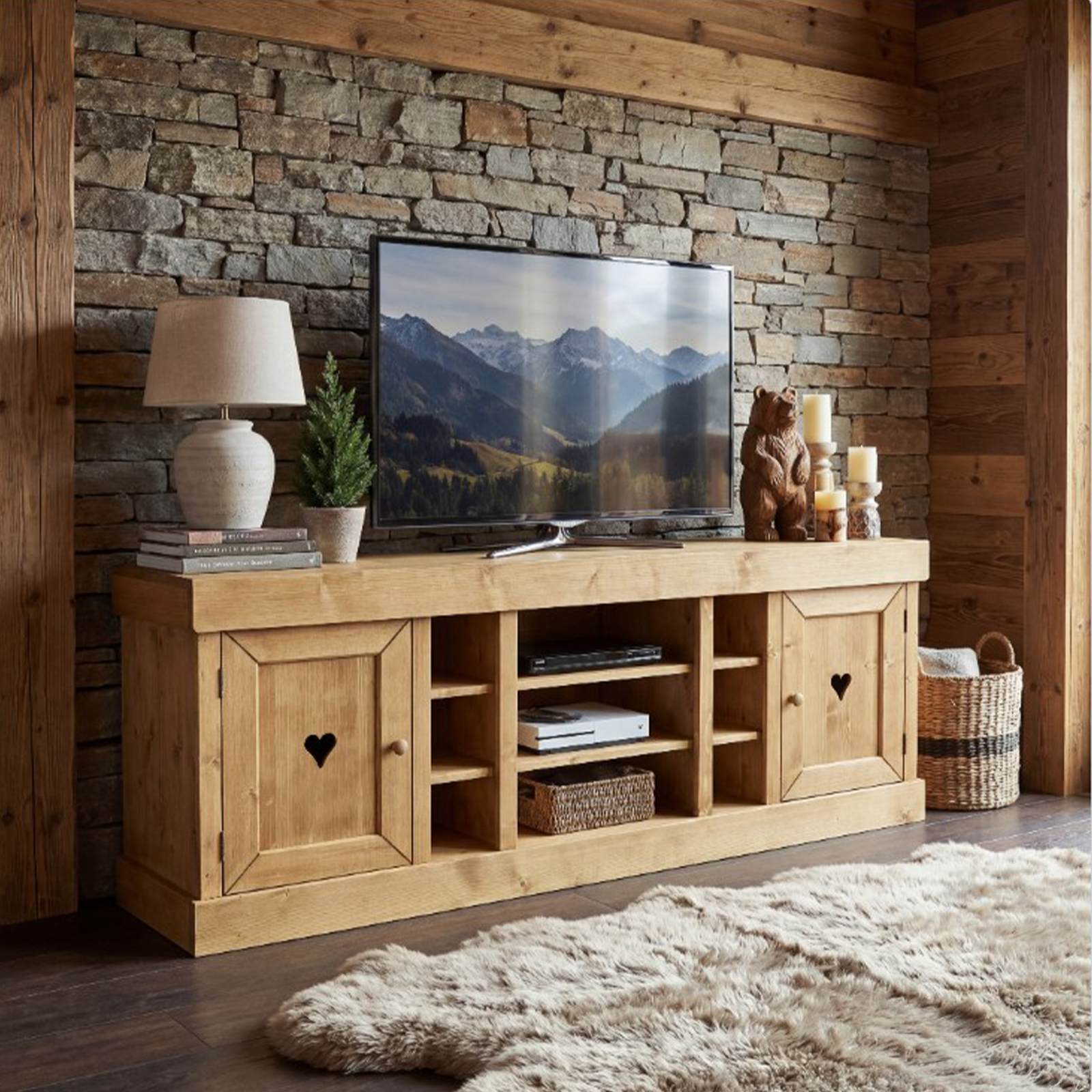 Meuble TV Megève 2 Portes en Pin Massif 180cm - meublespin.fr - Meubles TV en Bois Massif Meuble TV Megève 2 Portes en Pin Massif 180cm Meubles TV en Bois Massif meublespin.fr - mobilier et de décoration de style montagne ou chalet- meubles en pin, mobilier en bois massif de qualité, canapés convertibles - https://meublespin.fr