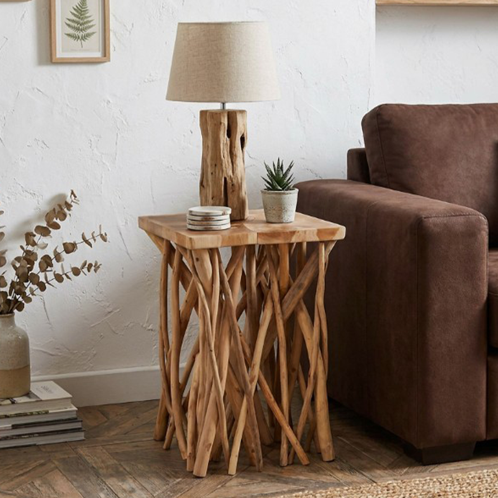 Chevet Console en Bois Flotté & Teck 40 x 40 cm - meublespin.fr - Chevets Chevet Console en Bois Flotté & Teck 40 x 40 cm Chevets meublespin.fr - mobilier et de décoration de style montagne ou chalet- meubles en pin, mobilier en bois massif de qualité, canapés convertibles - https://meublespin.fr