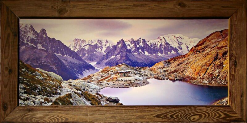 Tableau en Vieux Bois – Le Lac Blanc N°1 100 x 50 cm Tableaux vieux bois meublespin.fr - mobilier et de décoration de style montagne ou chalet- meubles en pin, mobilier en bois massif de qualité, canapés convertibles - https://meublespin.fr
