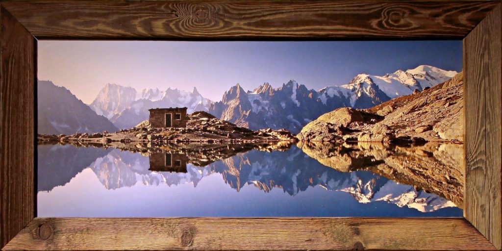 Tableau en Vieux Bois – Le Lac Blanc N°2 100 x 50 cm Tableaux vieux bois meublespin.fr - vente de mobilier et de décoration de style montagne ou chalet- vente de meubles en pin et canapés convertibles - https://meublespin.fr