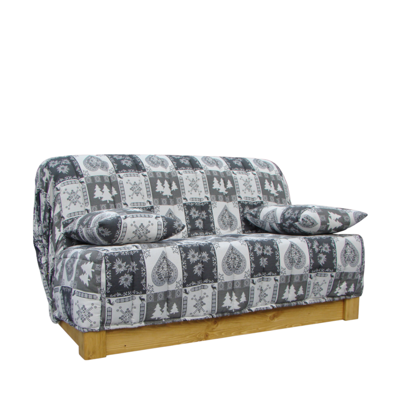 Canapé Convertible  BZ Cindy 140 cm (matelas 12 cm) – Chatel Gris Canapés convertibles BZ meublespin.fr - mobilier et de décoration de style montagne ou chalet- meubles en pin, mobilier en bois massif de qualité, canapés convertibles - https://meublespin.fr