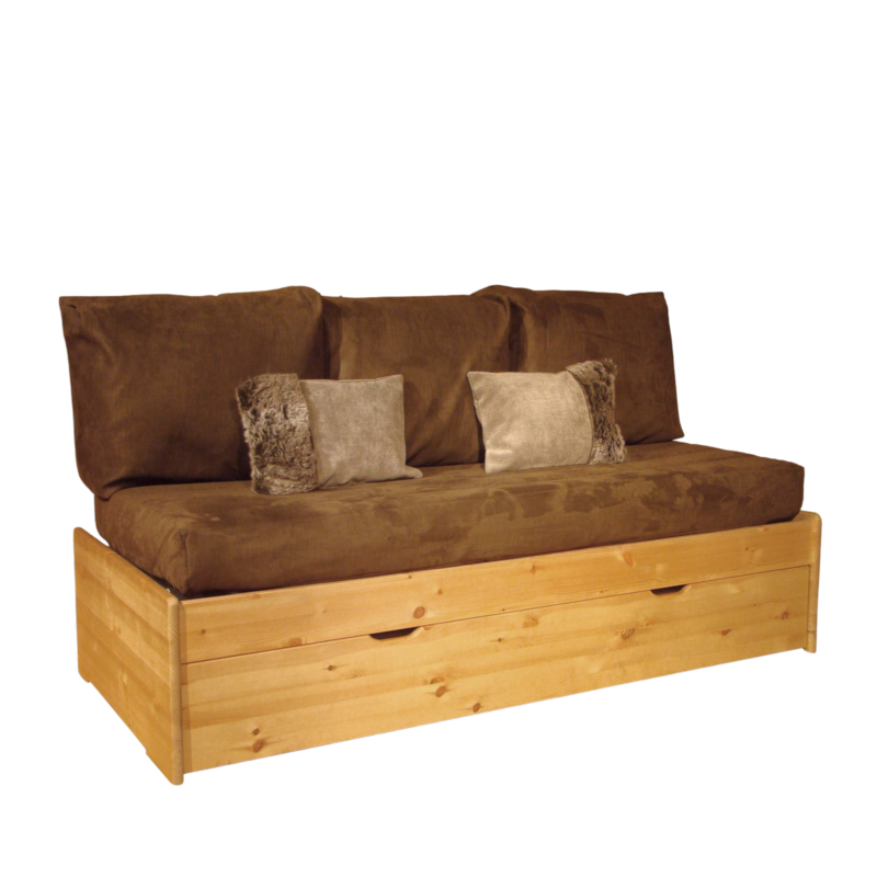 Lit Gigogne Montagne en Pin Massif avec couchages 80 x 190 cm Lits gigognes meublespin.fr - mobilier et de décoration de style montagne ou chalet- meubles en pin, mobilier en bois massif de qualité, canapés convertibles - https://meublespin.fr
