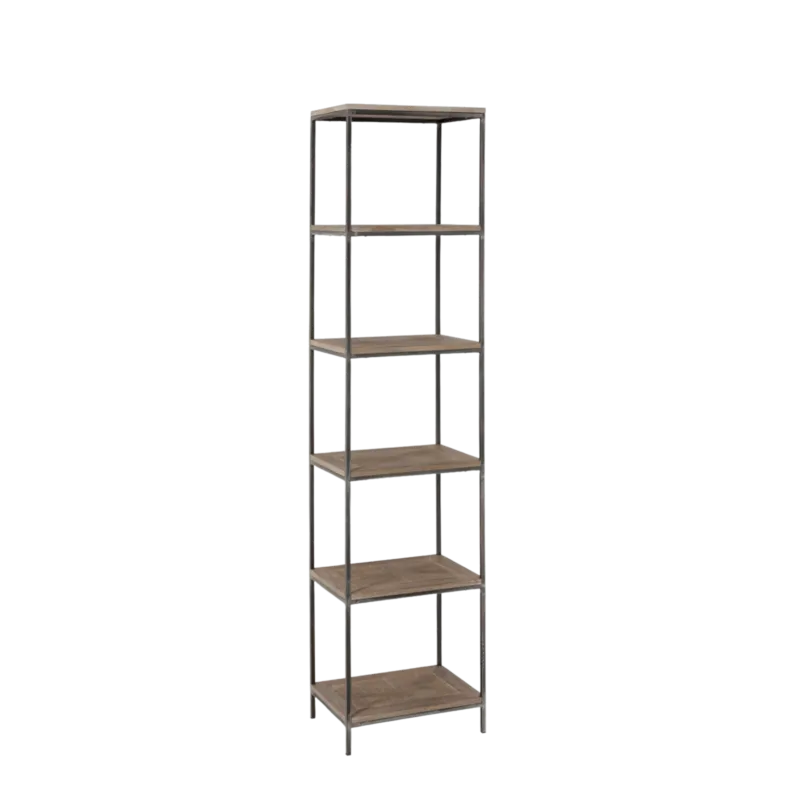 Étagère Style industriel 6 Tablettes Bois et Teck Bibliothèques & Vitrines meublespin.fr - mobilier et de décoration de style montagne ou chalet- meubles en pin, mobilier en bois massif de qualité, canapés convertibles - https://meublespin.fr