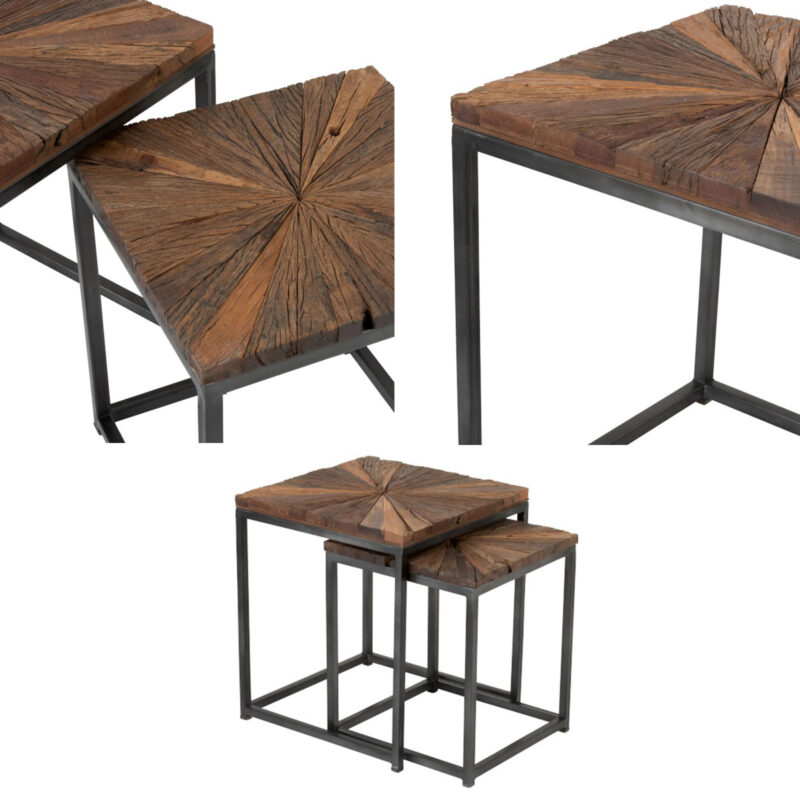 Tables Basses Gigognes Shanil en Bois & Métal Les tables basses meublespin.fr - mobilier et de décoration de style montagne ou chalet- meubles en pin, mobilier en bois massif de qualité, canapés convertibles - https://meublespin.fr