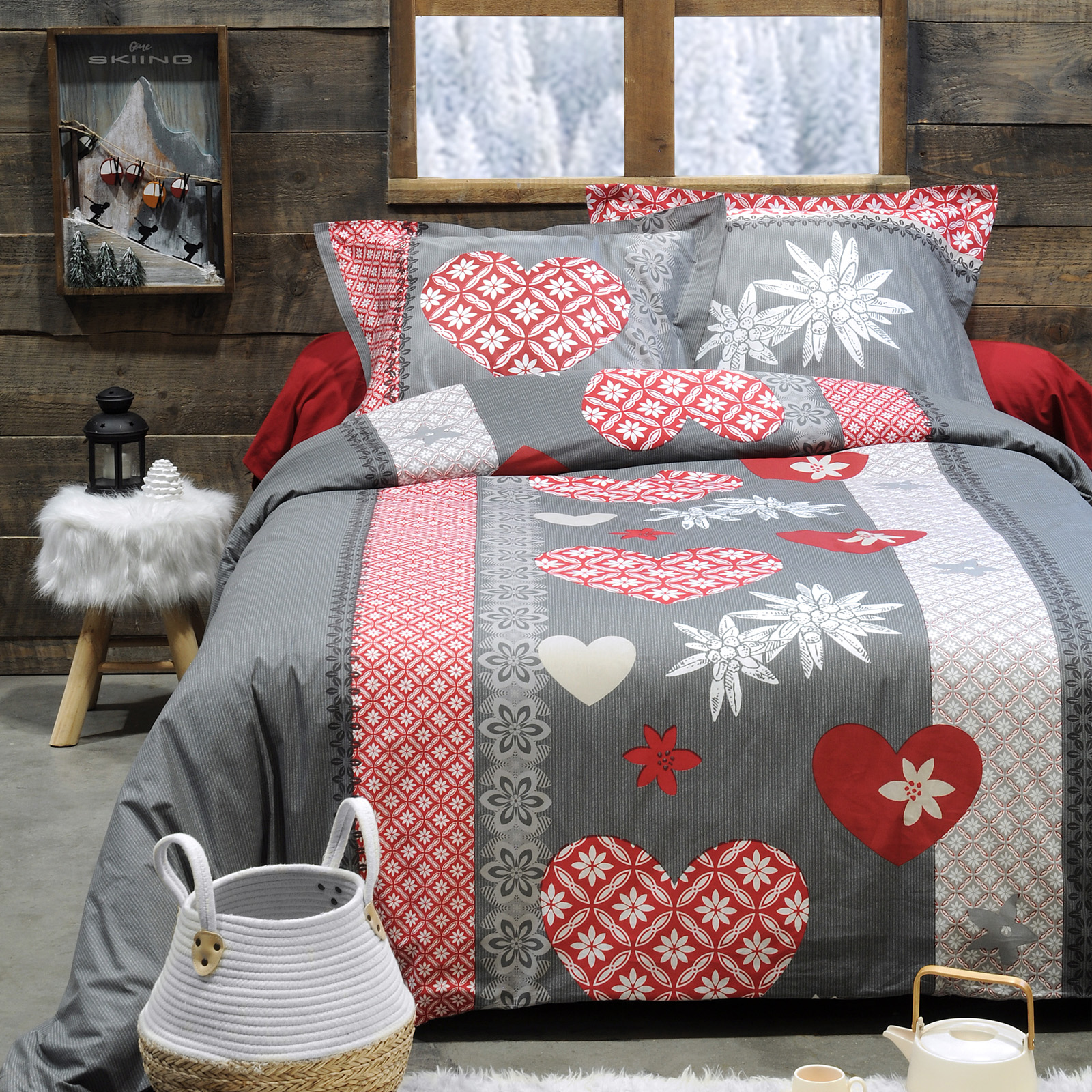 Housse couette Mistral Rouge: style chalet
