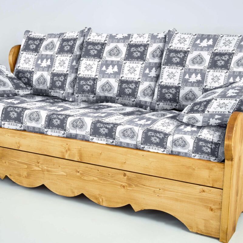 Canapé Gigogne en Pin Massif (Fabrication Française) –  Chatel Gris Canapés Gigognes en Bois Massif meublespin.fr - mobilier et de décoration de style montagne ou chalet- meubles en pin, mobilier en bois massif de qualité, canapés convertibles - https://meublespin.fr