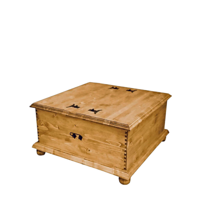 Table Basse Coffre double abattants en Pin Massif 90 x 90 cm Chamonix meublespin.fr - mobilier et de décoration de style montagne ou chalet- meubles en pin, mobilier en bois massif de qualité, canapés convertibles - https://meublespin.fr