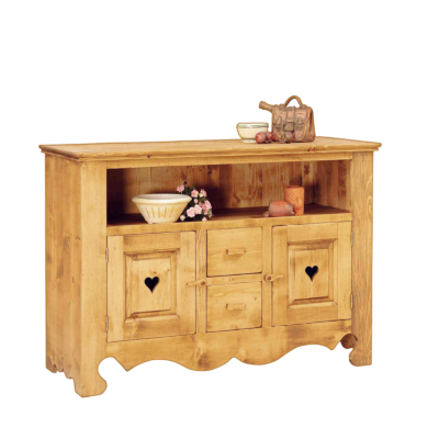Meuble TV Chamonix 2 Portes et 2 Tiroirs en Pin Massif 120 cm Chamonix meublespin.fr - mobilier et de décoration de style montagne ou chalet- meubles en pin, mobilier en bois massif de qualité, canapés convertibles - https://meublespin.fr