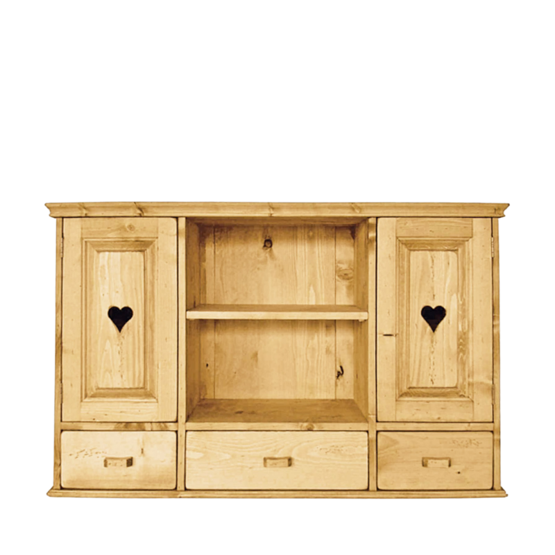 Étagère Murale 2 Portes et 3 Tiroirs en Pin Massif Chamonix meublespin.fr - mobilier et de décoration de style montagne ou chalet- meubles en pin, mobilier en bois massif de qualité, canapés convertibles - https://meublespin.fr