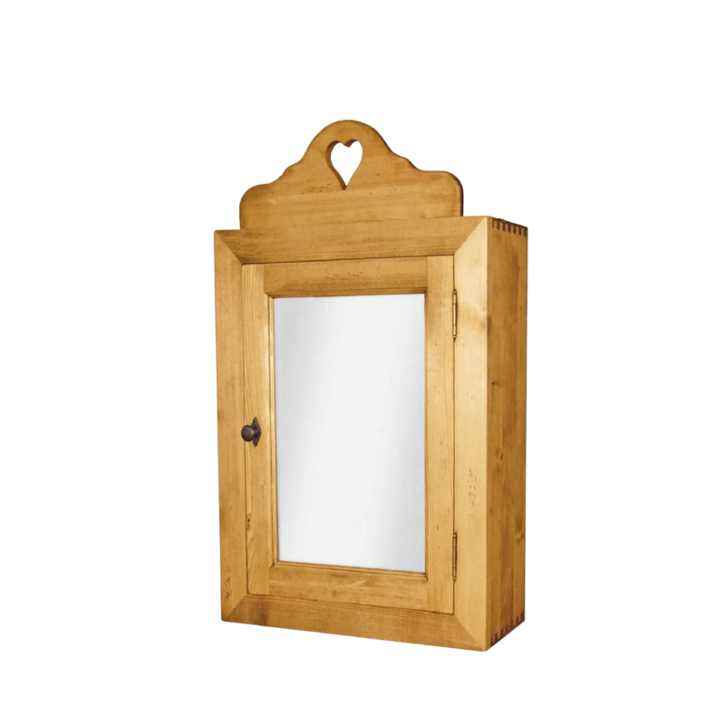 Armoire murale 1 Porte avec Miroir en Pin Massif Ciré ( Fronton démontable ) Chamonix meublespin.fr - mobilier et de décoration de style montagne ou chalet- meubles en pin, mobilier en bois massif de qualité, canapés convertibles - https://meublespin.fr