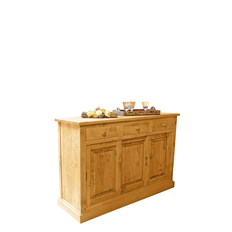 PASSE PLAT 3 Tiroirs en Pin Massif Chamonix 150cm Chamonix meublespin.fr - mobilier et de décoration de style montagne ou chalet- meubles en pin, mobilier en bois massif de qualité, canapés convertibles - https://meublespin.fr