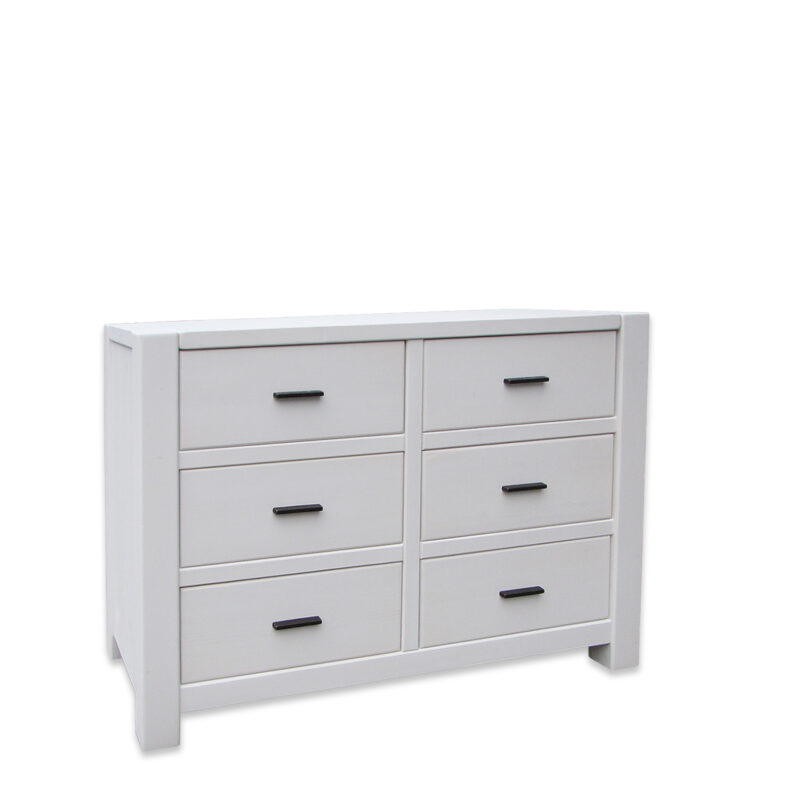 Commode Morzine ciré blanc 6 Tiroirs en Pin Massif 120 cm Commodes en bois massif meublespin.fr - mobilier et de décoration de style montagne ou chalet- meubles en pin, mobilier en bois massif de qualité, canapés convertibles - https://meublespin.fr