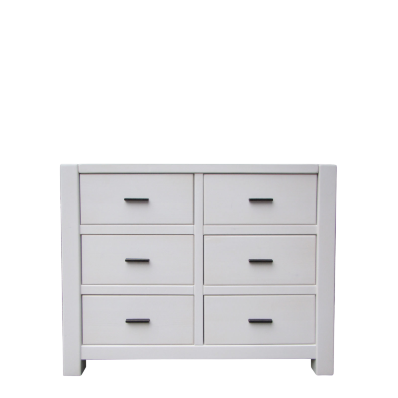 Commode Morzine ciré blanc 6 Tiroirs en Pin Massif 120 cm Commodes en bois massif meublespin.fr - mobilier et de décoration de style montagne ou chalet- meubles en pin, mobilier en bois massif de qualité, canapés convertibles - https://meublespin.fr