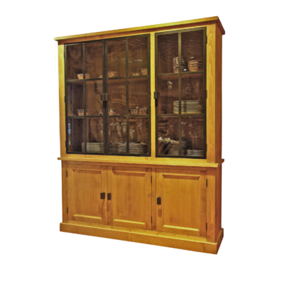 Vaisselier Industriel LOFT Vintage en Bois et Métal Vaisseliers en bois massif meublespin.fr - mobilier et de décoration de style montagne ou chalet- meubles en pin, mobilier en bois massif de qualité, canapés convertibles - https://meublespin.fr