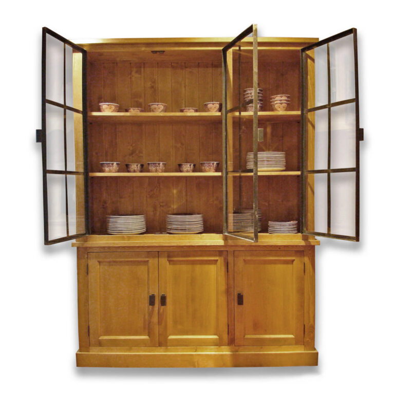 Vaisselier Industriel LOFT Vintage en Bois et Métal Vaisseliers en bois massif meublespin.fr - mobilier et de décoration de style montagne ou chalet- meubles en pin, mobilier en bois massif de qualité, canapés convertibles - https://meublespin.fr