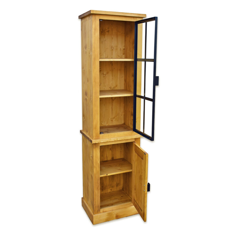Vitrine Industrielle LOFT 2 Portes en Bois & Métal Bibliothèques & Vitrines meublespin.fr - mobilier et de décoration de style montagne ou chalet- meubles en pin, mobilier en bois massif de qualité, canapés convertibles - https://meublespin.fr
