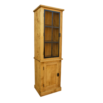 Vitrine Industrielle LOFT 2 Portes en Bois & Métal Bibliothèques & Vitrines meublespin.fr - mobilier et de décoration de style montagne ou chalet- meubles en pin, mobilier en bois massif de qualité, canapés convertibles - https://meublespin.fr