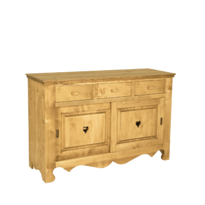 Buffet bas 2 Portes Coulissantes et 3 Tiroirs 140cm Buffets & bahuts en bois massif meublespin.fr - mobilier et de décoration de style montagne ou chalet- meubles en pin, mobilier en bois massif de qualité, canapés convertibles - https://meublespin.fr