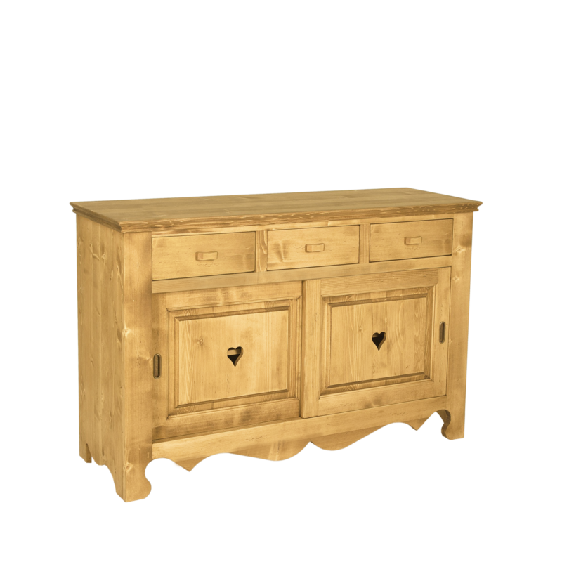 Buffet bas 2 Portes Coulissantes et 3 Tiroirs 140cm Buffets & bahuts en bois massif meublespin.fr - mobilier et de décoration de style montagne ou chalet- meubles en pin, mobilier en bois massif de qualité, canapés convertibles - https://meublespin.fr