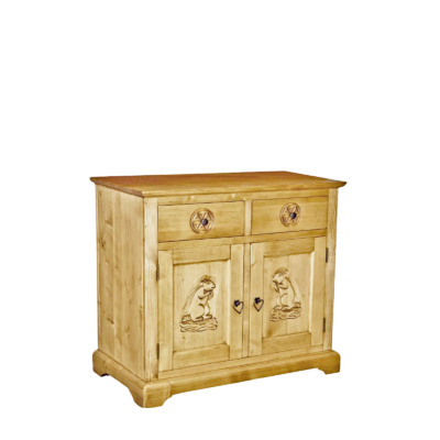 Buffet Bas Chalet Sculpté 2 Portes + 2 Tiroirs en Pin Massif 92 cm Buffets & bahuts en bois massif meublespin.fr - mobilier et de décoration de style montagne ou chalet- meubles en pin, mobilier en bois massif de qualité, canapés convertibles - https://meublespin.fr