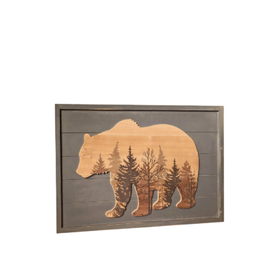 Cadre Déco en Bois Modèle Ours 72 x 48 cm Cadres et déco meublespin.fr - mobilier et de décoration de style montagne ou chalet- meubles en pin, mobilier en bois massif de qualité, canapés convertibles - https://meublespin.fr