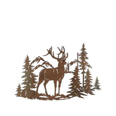 Déco Murale en Métal Vieilli Cerf montagne 70 x H 48 cm Cadres et déco meublespin.fr - mobilier et de décoration de style montagne ou chalet- meubles en pin, mobilier en bois massif de qualité, canapés convertibles - https://meublespin.fr