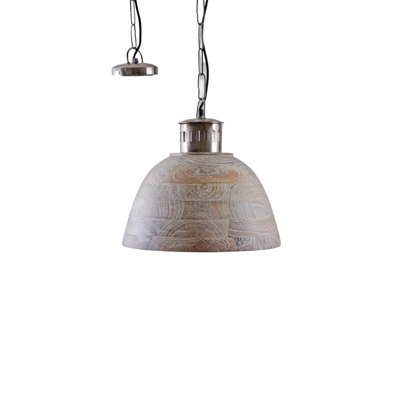 Suspension Bois Blanchi et Métal 35cm Suspensions meublespin.fr - mobilier et de décoration de style montagne ou chalet- meubles en pin, mobilier en bois massif de qualité, canapés convertibles - https://meublespin.fr