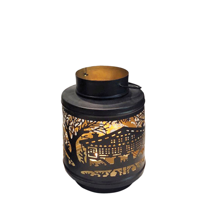 Lanterne en  métal noir Poya – Ø 15 cm Objets à poser meublespin.fr - mobilier et de décoration de style montagne ou chalet- meubles en pin, mobilier en bois massif de qualité, canapés convertibles - https://meublespin.fr
