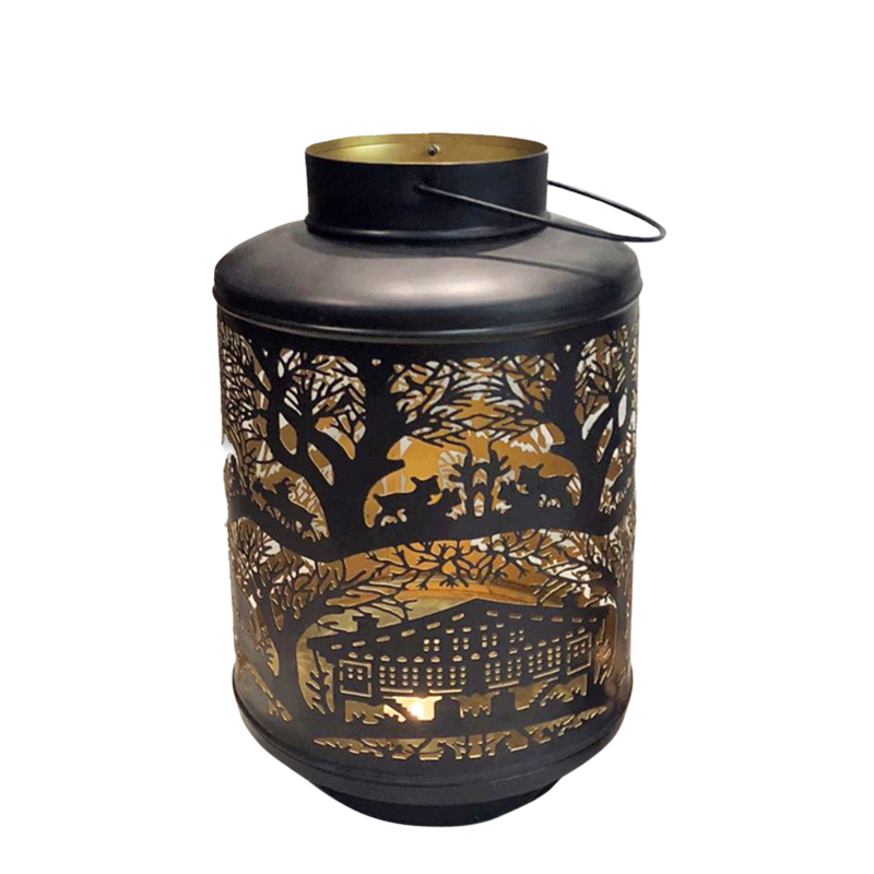 Lanterne en  métal noir Poya – Ø 20 cm Objets à poser meublespin.fr - mobilier et de décoration de style montagne ou chalet- meubles en pin, mobilier en bois massif de qualité, canapés convertibles - https://meublespin.fr