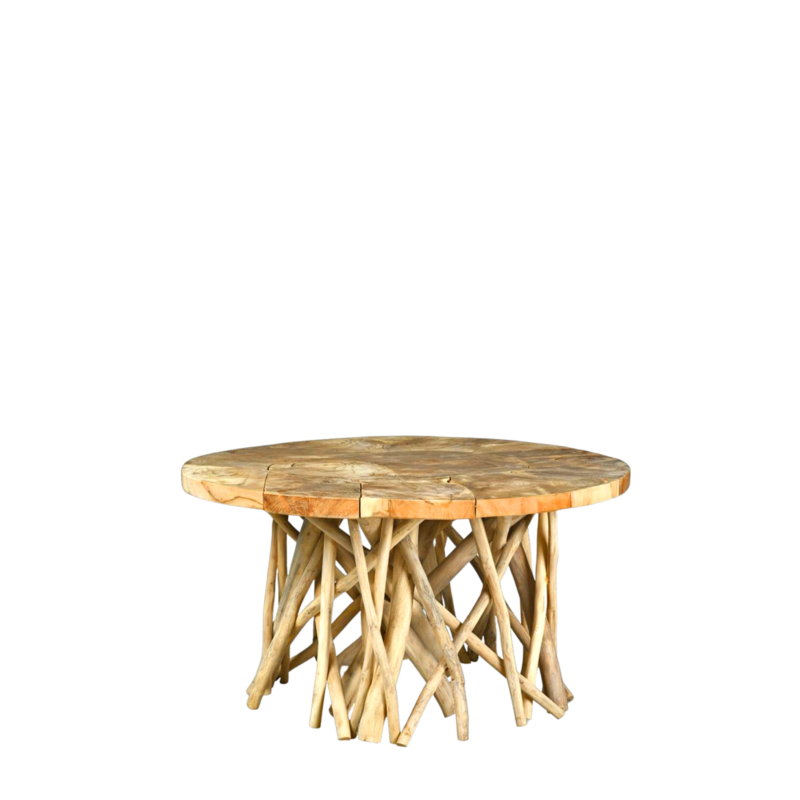 Table basse en Bois Flotté & Teck 80 cm Les tables basses meublespin.fr - mobilier et de décoration de style montagne ou chalet- meubles en pin, mobilier en bois massif de qualité, canapés convertibles - https://meublespin.fr