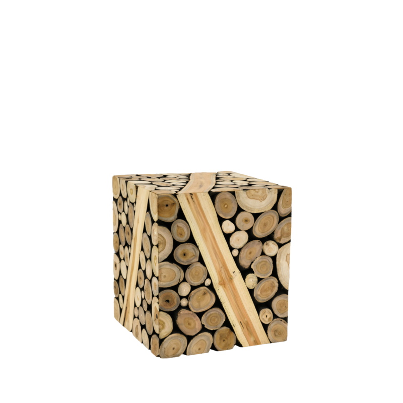 Pouf Teck Rondins 40 x 40 cm Poufs meublespin.fr - mobilier et de décoration de style montagne ou chalet- meubles en pin, mobilier en bois massif de qualité, canapés convertibles - https://meublespin.fr