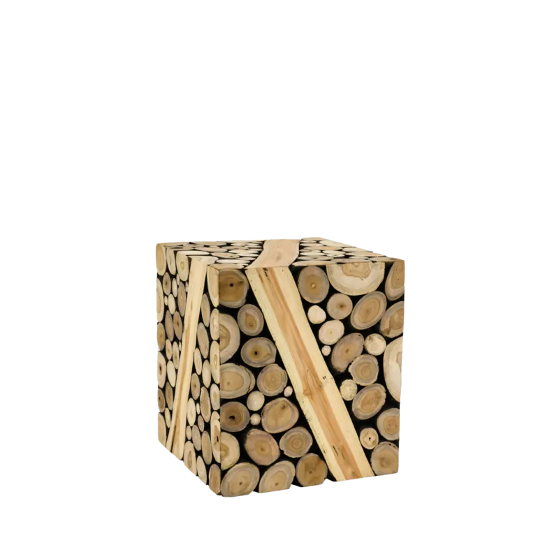 Pouf Teck Rondins 40 x 40 cm - meublespin.fr - Poufs Pouf Teck Rondins 40 x 40 cm Poufs meublespin.fr - mobilier et de décoration de style montagne ou chalet- meubles en pin, mobilier en bois massif de qualité, canapés convertibles - https://meublespin.fr