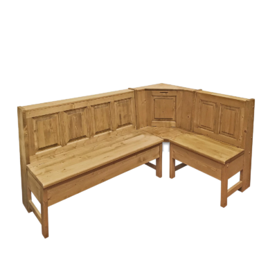 Banc d’angle en bois avec coffres Chamonix meublespin.fr - mobilier et de décoration de style montagne ou chalet- meubles en pin, mobilier en bois massif de qualité, canapés convertibles - https://meublespin.fr