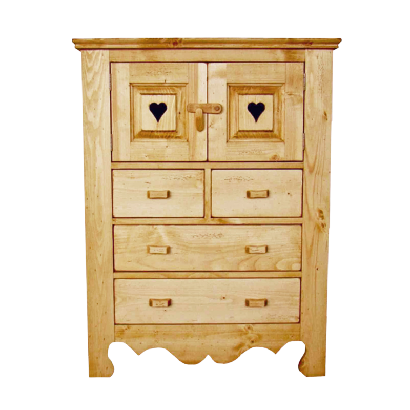 Commode 2 Portes 4 Tiroirs Chamonix en Pin Massif Chamonix meublespin.fr - mobilier et de décoration de style montagne ou chalet- meubles en pin, mobilier en bois massif de qualité, canapés convertibles - https://meublespin.fr