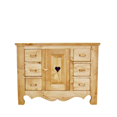 Commode 1 Porte + 6 Tiroirs Chamonix en Pin Massif 100 cm Chamonix meublespin.fr - mobilier et de décoration de style montagne ou chalet- meubles en pin, mobilier en bois massif de qualité, canapés convertibles - https://meublespin.fr