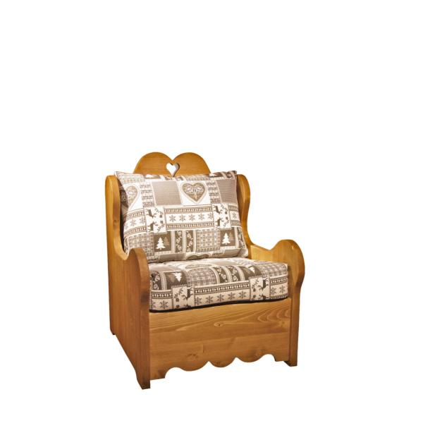 Fauteuil montagne pin massif CHAMONIX – tissu au choix Chamonix meublespin.fr - vente de mobilier et de décoration de style montagne ou chalet- vente de meubles en pin et canapés convertibles - https://meublespin.fr
