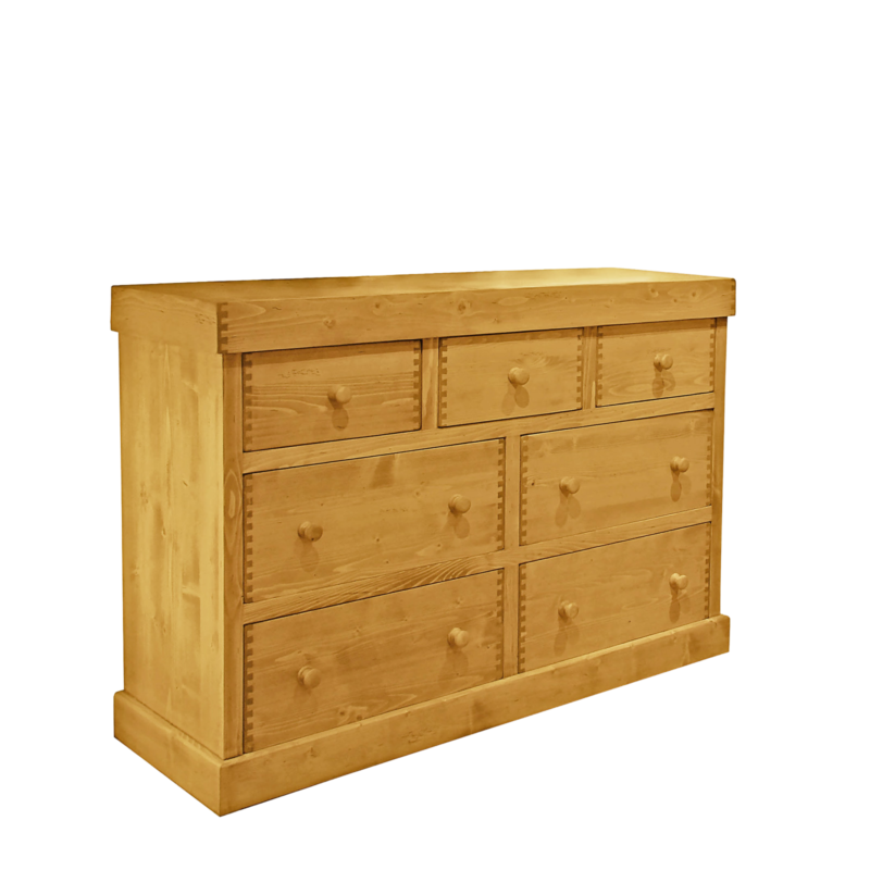 Commode 7 Tiroirs en Pin Massif Megève 140 cm Cerf meublespin.fr - mobilier et de décoration de style montagne ou chalet- meubles en pin, mobilier en bois massif de qualité, canapés convertibles - https://meublespin.fr