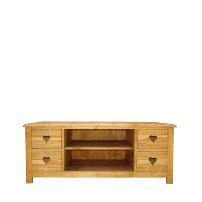 Meuble TV Chamonix 4 Tiroirs + Niche en Pin Massif 135 cm Chamonix meublespin.fr - mobilier et de décoration de style montagne ou chalet- meubles en pin, mobilier en bois massif de qualité, canapés convertibles - https://meublespin.fr