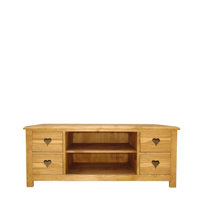 Meuble TV Chamonix 4 Tiroirs + Niche en Pin Massif 135 cm Chamonix meublespin.fr - mobilier et de décoration de style montagne ou chalet- meubles en pin, mobilier en bois massif de qualité, canapés convertibles - https://meublespin.fr