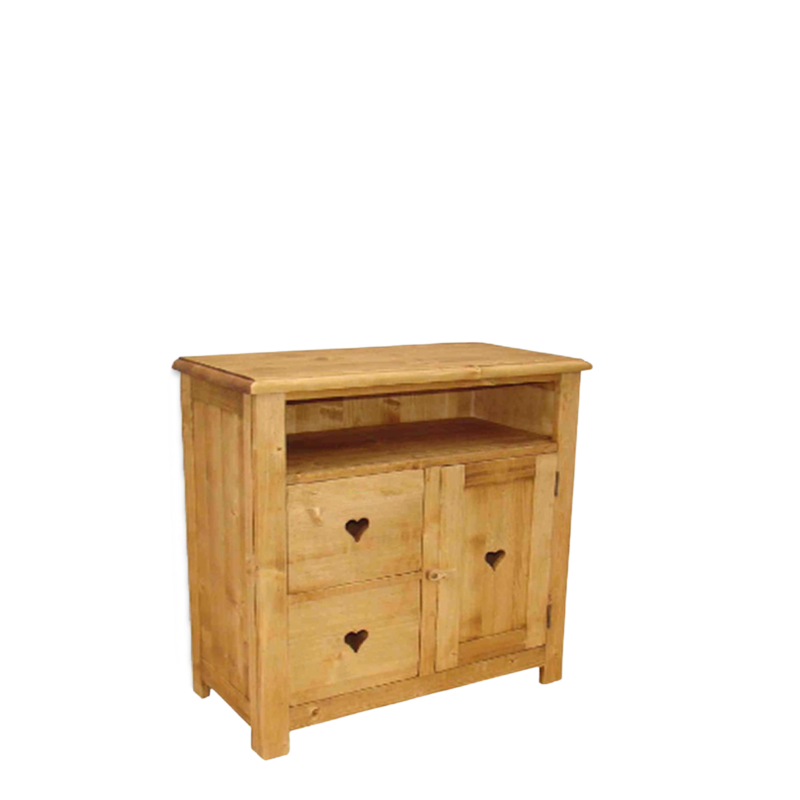 Meuble TV Chamonix 1 Porte + 2 Tiroirs en Pin Massif 84 cm Chamonix meublespin.fr - mobilier et de décoration de style montagne ou chalet- meubles en pin, mobilier en bois massif de qualité, canapés convertibles - https://meublespin.fr