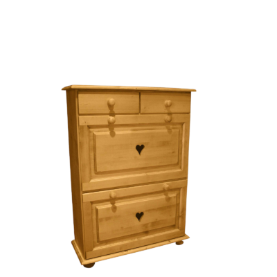 Meuble à Chaussures 2 Abattants et 2 Tiroirs en Pin Massif Chamonix meublespin.fr - mobilier et de décoration de style montagne ou chalet- meubles en pin, mobilier en bois massif de qualité, canapés convertibles - https://meublespin.fr