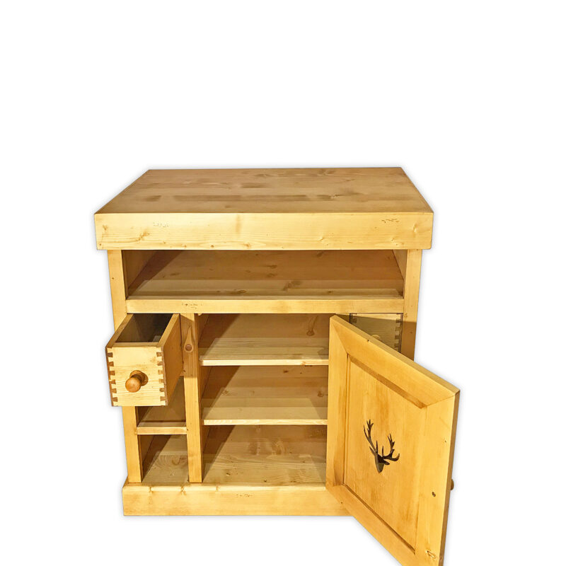 Meuble TV Cerf  1 Porte et 2 Tiroirs  en Pin Massif 90 cm Meubles TV en Bois Massif meublespin.fr - mobilier et de décoration de style montagne ou chalet- meubles en pin, mobilier en bois massif de qualité, canapés convertibles - https://meublespin.fr