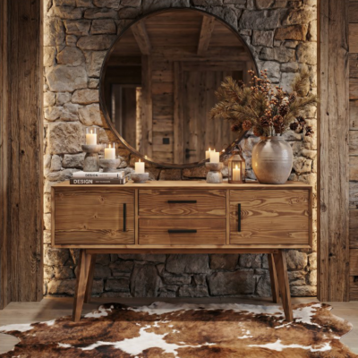 Console 2 portes, 2 tiroirs en Pin Massif – Avignon Consoles meublespin.fr - mobilier et de décoration de style montagne ou chalet- meubles en pin, mobilier en bois massif de qualité, canapés convertibles - https://meublespin.fr