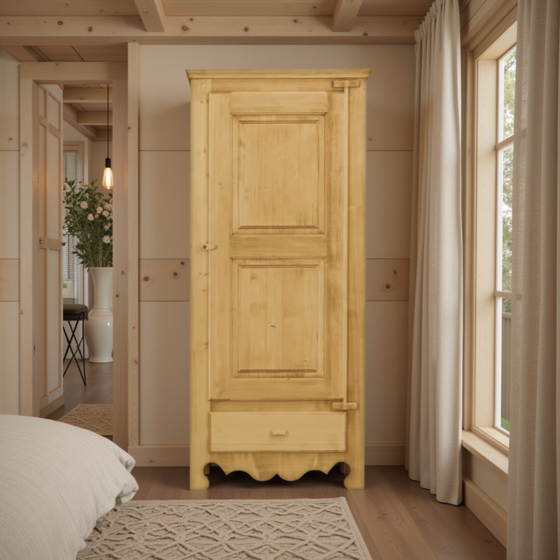 Bonnetière 1 Porte et 1 Tiroir Chamonix en Pin Massif Armoires en bois massif meublespin.fr - mobilier et de décoration de style montagne ou chalet- meubles en pin, mobilier en bois massif de qualité, canapés convertibles - https://meublespin.fr
