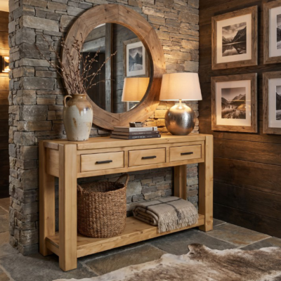 Console Morzine 3 Tiroirs en Pin Massif 119 cm - meublespin.fr - Morzine Console Morzine 3 Tiroirs en Pin Massif 119 cm Morzine meublespin.fr - mobilier et de décoration de style montagne ou chalet- meubles en pin, mobilier en bois massif de qualité, canapés convertibles - https://meublespin.fr