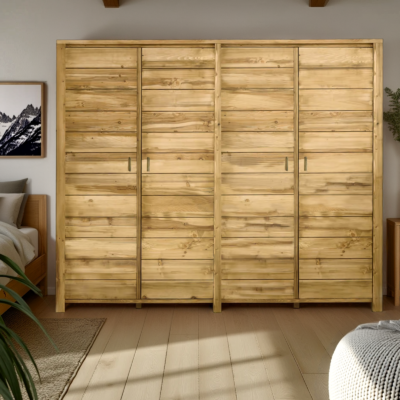 Armoire 4 Portes en Pin Brossé Montana Armoires en bois massif meublespin.fr - mobilier et de décoration de style montagne ou chalet- meubles en pin, mobilier en bois massif de qualité, canapés convertibles - https://meublespin.fr