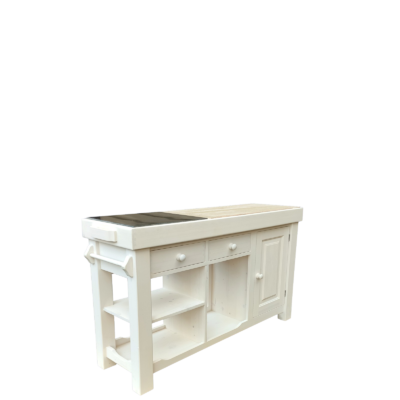 Billot de cuisine double face en pin massif ciré blanc 135 cm Billots et îlots en Bois Massif meublespin.fr - mobilier et de décoration de style montagne ou chalet- meubles en pin, mobilier en bois massif de qualité, canapés convertibles - https://meublespin.fr