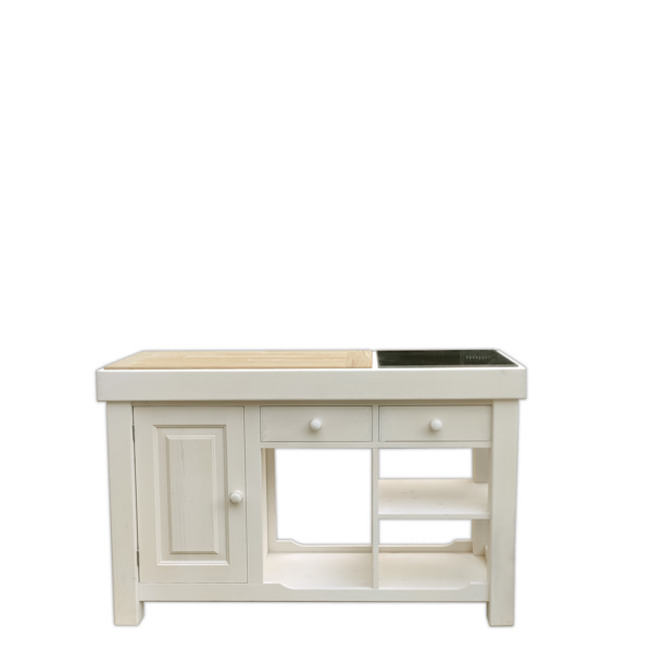 Billot de cuisine double face en pin massif ciré blanc 135 cm Billots et îlots meublespin.fr - vente de mobilier et de décoration de style montagne ou chalet- vente de meubles en pin et canapés convertibles - https://meublespin.fr