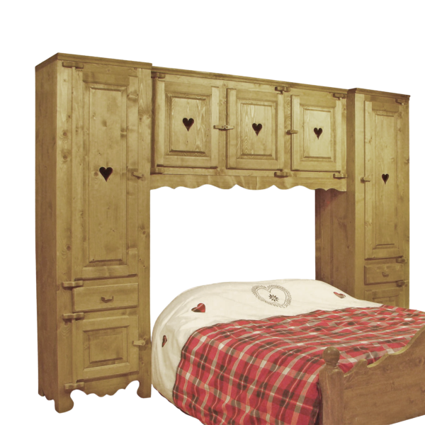 Pont de Lit 3 Portes et 2 Bonnetières Chamonix 272 cm Armoires en bois massif meublespin.fr - vente de mobilier et de décoration de style montagne ou chalet- vente de meubles en pin et canapés convertibles - https://meublespin.fr